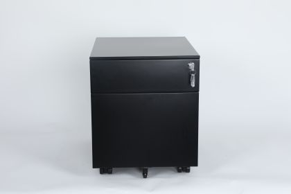 2 Drawer Mobile File Cabinet with Lock Metal Filing Cabinet for Legal/Letter/A4/F4 Size;  Fully Assembled Include Wheels;  Home/Office Design; BLACK