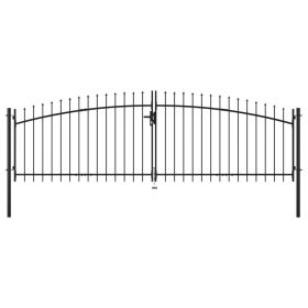 Double Door Fence Gate with Spear Top 157.5"x68.9"