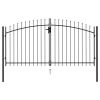 Fence Gate Double Door with Spike Top Steel 9.8'x4.9' Black