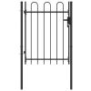 Fence Gate Single Door with Arched Top Steel 3.3'x3.9' Black