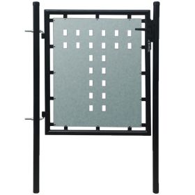 Single Door Fence Gate Galvanized Steel 3.28ftx2.46ft Black