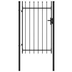 Fence Gate Single Door with Spike Top Steel 3.3'x4.9' Black