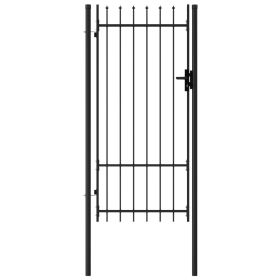 Fence Gate Single Door with Spike Top Steel 3.3'x6.6' Black