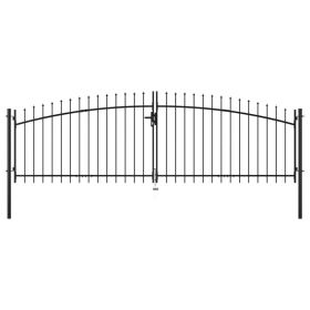 Double Door Fence Gate with Spear Top 157.5"x59.1"