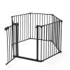 146" Extra Wide Baby Gate, 6-Panel Baby Pet Playpen, Fireplace Safety Fence, Foldable Barrier Gate, Black