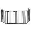 146" Extra Wide Baby Gate, 6-Panel Baby Pet Playpen, Fireplace Safety Fence, Foldable Barrier Gate, Black