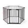 146" Extra Wide Baby Gate, 6-Panel Baby Pet Playpen, Fireplace Safety Fence, Foldable Barrier Gate, Black