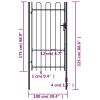 Fence Gate Single Door with Arched Top Steel 39.4"x68.9" Black