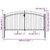 Fence Gate Double Door with Spike Top Steel 9.8'x4.9' Black