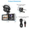 3 Channel Car DVR Dash Cam Video Recorder 1080P Front Inside Rear Camera G-Sensor Night Vision Parking Monitor Driving Vehicle Recorder