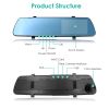 1080P Car DVR 4.3in Camera Dash Cam Camcorder Camera Recorder with 140° Angle Loop Recording Motion Detection Picture-in-Picture Display G-sensor