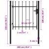 Fence Gate Single Door with Spike Top Steel 39.4"x39.4" Black