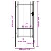 Fence Gate Single Door with Spike Top Steel 3.3'x6.6' Black