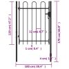 Fence Gate Single Door with Arched Top Steel 3.3'x3.9' Black