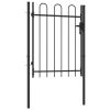 Fence Gate Single Door with Arched Top Steel 3.3'x3.9' Black