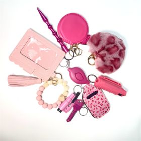 DIY Self-defense Hair Ball Spray Key Chain (Color: Pink set)