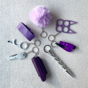 Lanyard Self-defense Key Chain (Color: Purple)