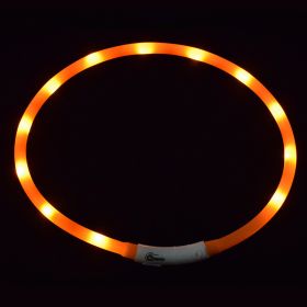 Pet's LED Collar With USB Rechargeable Glowing Lighted Up & Cuttable Waterproof Safety For Dogs (Color: Orange)