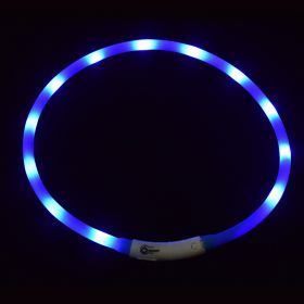 Pet's LED Collar With USB Rechargeable Glowing Lighted Up & Cuttable Waterproof Safety For Dogs (Color: Blue)