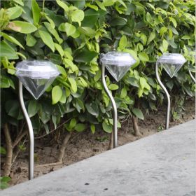 Stainless Steel Solar Garden Lights Outdoor, Color Changing Diamond (Color: Silver)