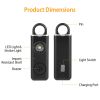 Rechargeable Personal Safety Alarm Portable 130dB Self-defense Siren with Strobe Light LED Light Carabiner